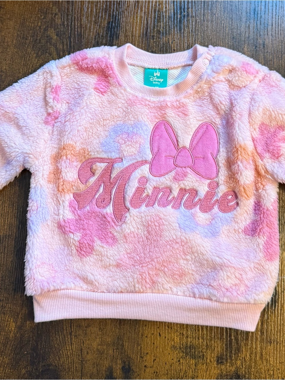 Disney Baby 6-9M Fuzzy Minnie Mouse Pullover Sweatshirt NWT